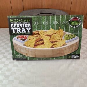 New Eco & Chef football shaped serving tray with ceramic bowls